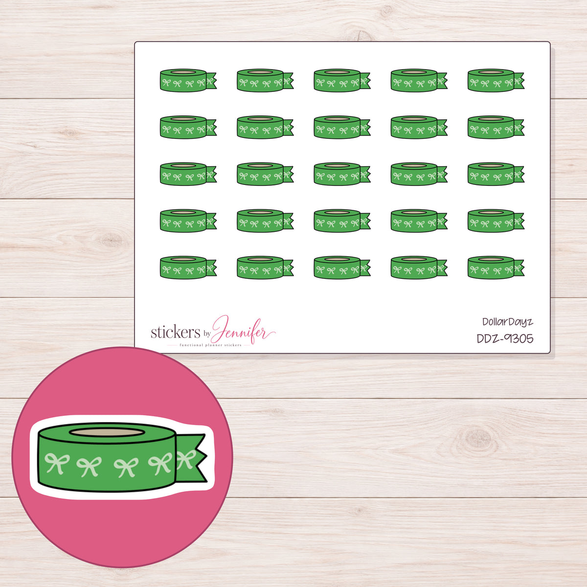 DDZ-9305 planner sticker sheet with enlarged sticker detail