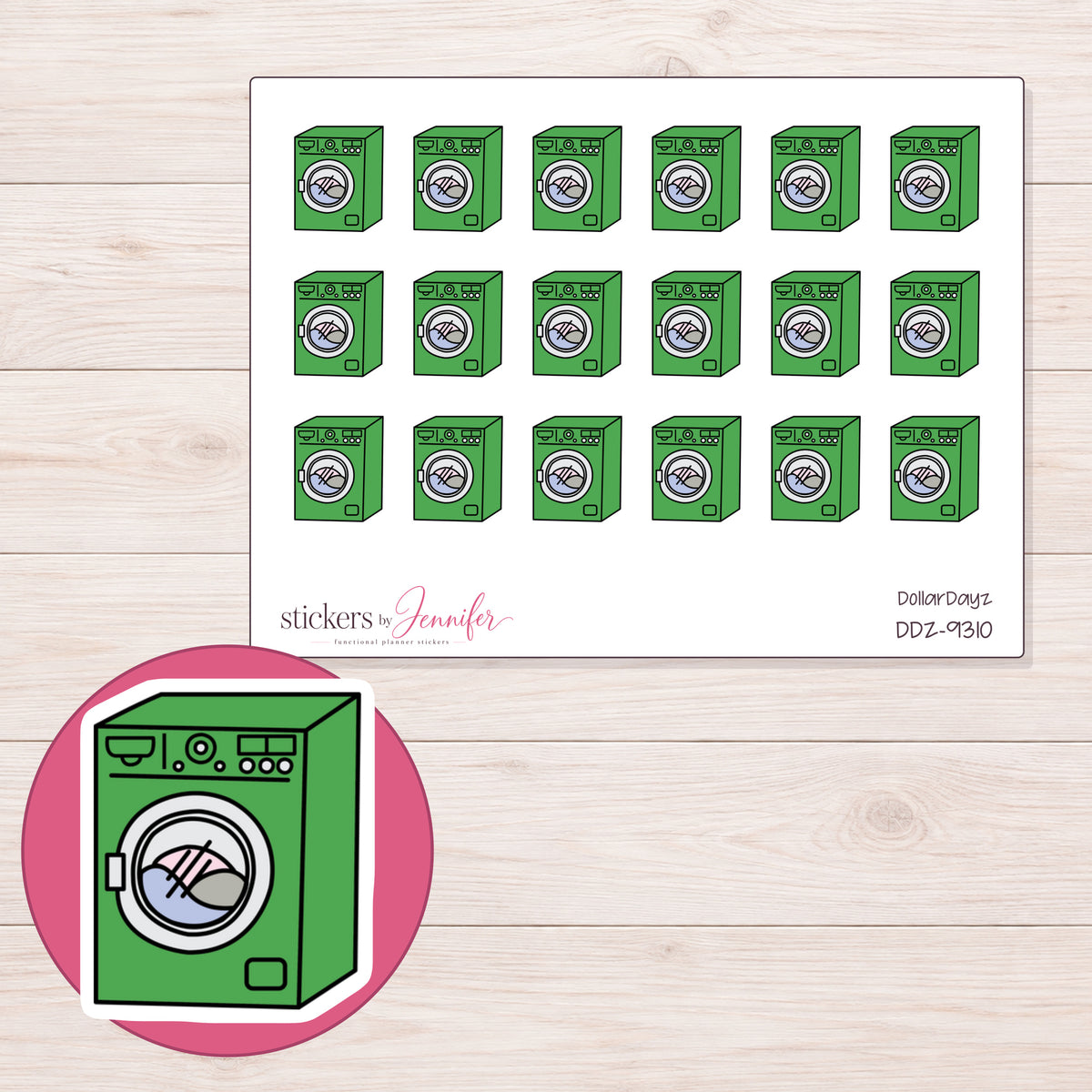 DDZ-9310 planner sticker sheet with enlarged sticker detail