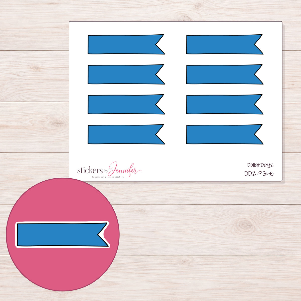 DDZ-9346 planner sticker sheet with enlarged sticker detail