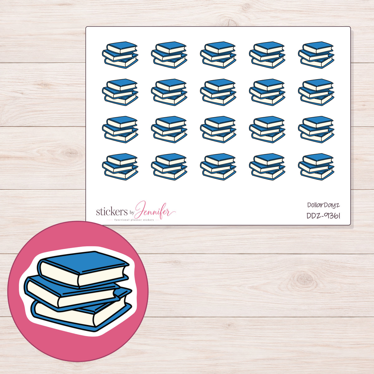 DDZ-9361 planner sticker sheet with enlarged sticker detail
