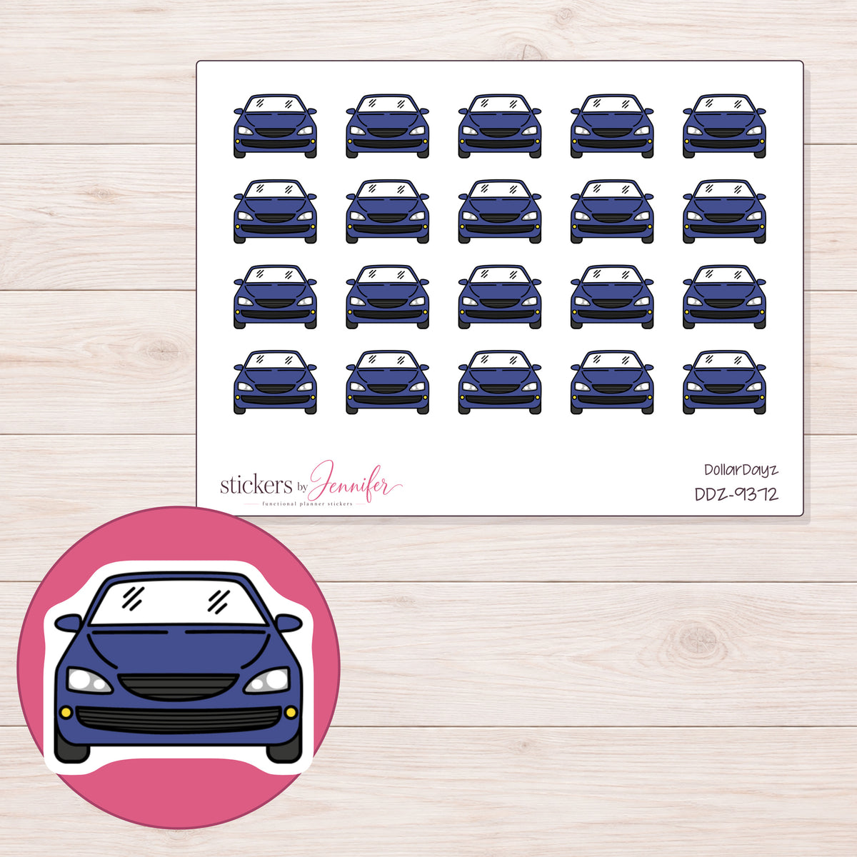 DDZ-9372 planner sticker sheet with enlarged sticker detail
