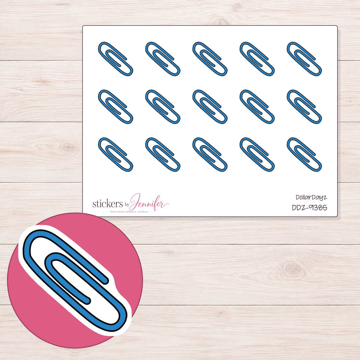 DDZ-9385 planner sticker sheet with enlarged sticker detail