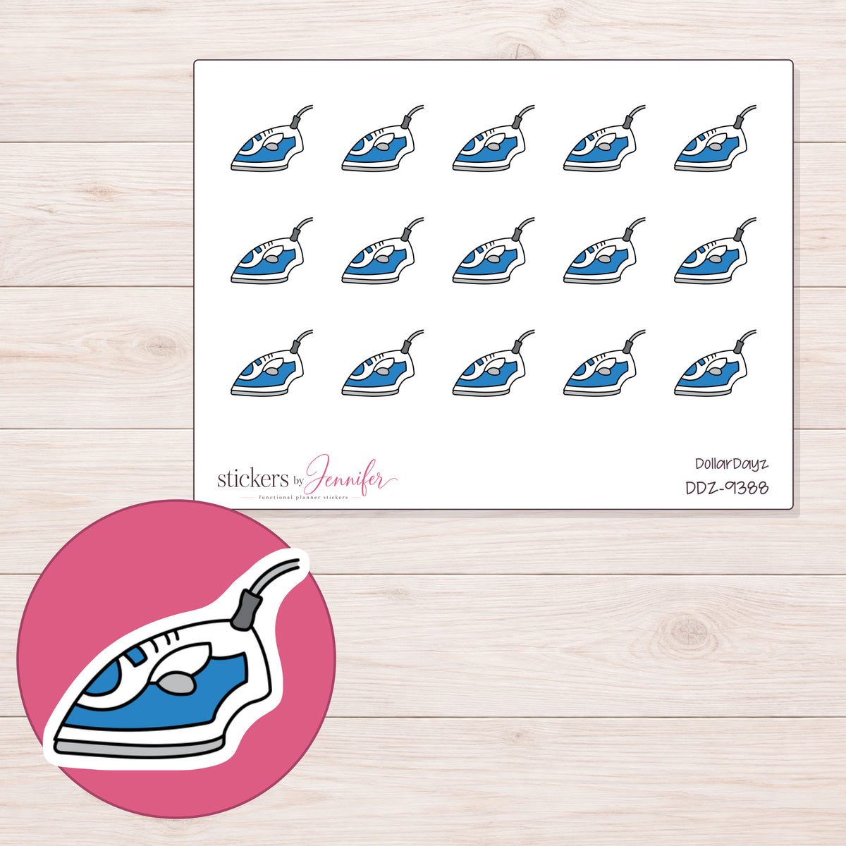 DDZ-9388 planner sticker sheet with enlarged sticker detail