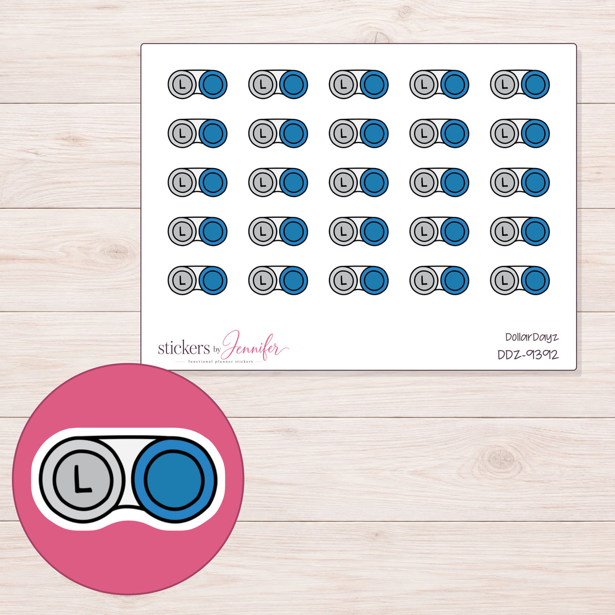 DDZ-9392 planner sticker sheet with enlarged sticker detail