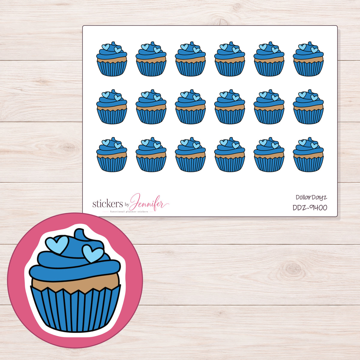 DDZ-9400 planner sticker sheet with enlarged sticker detail