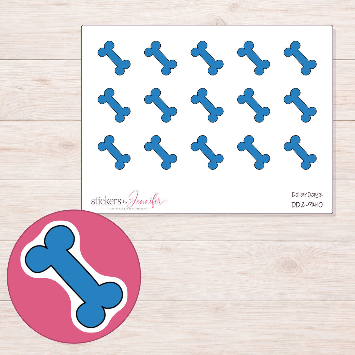 DDZ-9410 planner sticker sheet with enlarged sticker detail