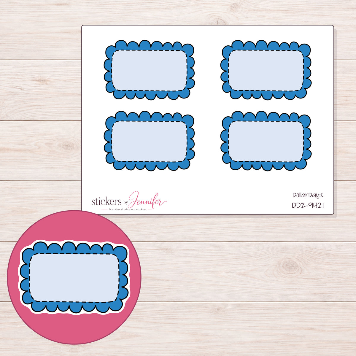 DDZ-9421 planner sticker sheet with enlarged sticker detail