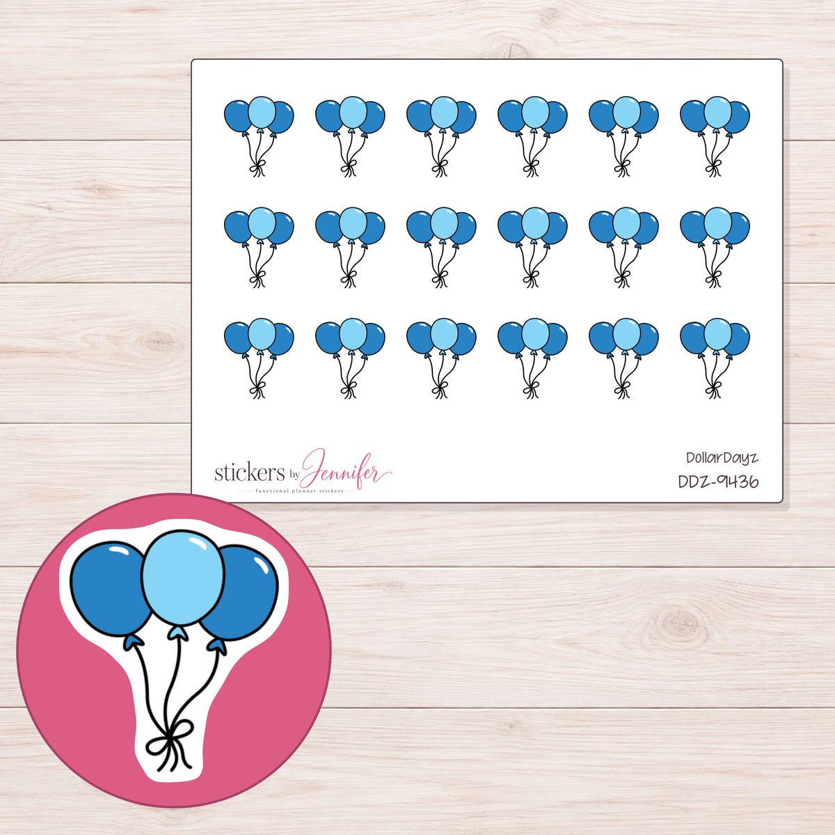 DDZ-9436 planner sticker sheet with enlarged sticker detail