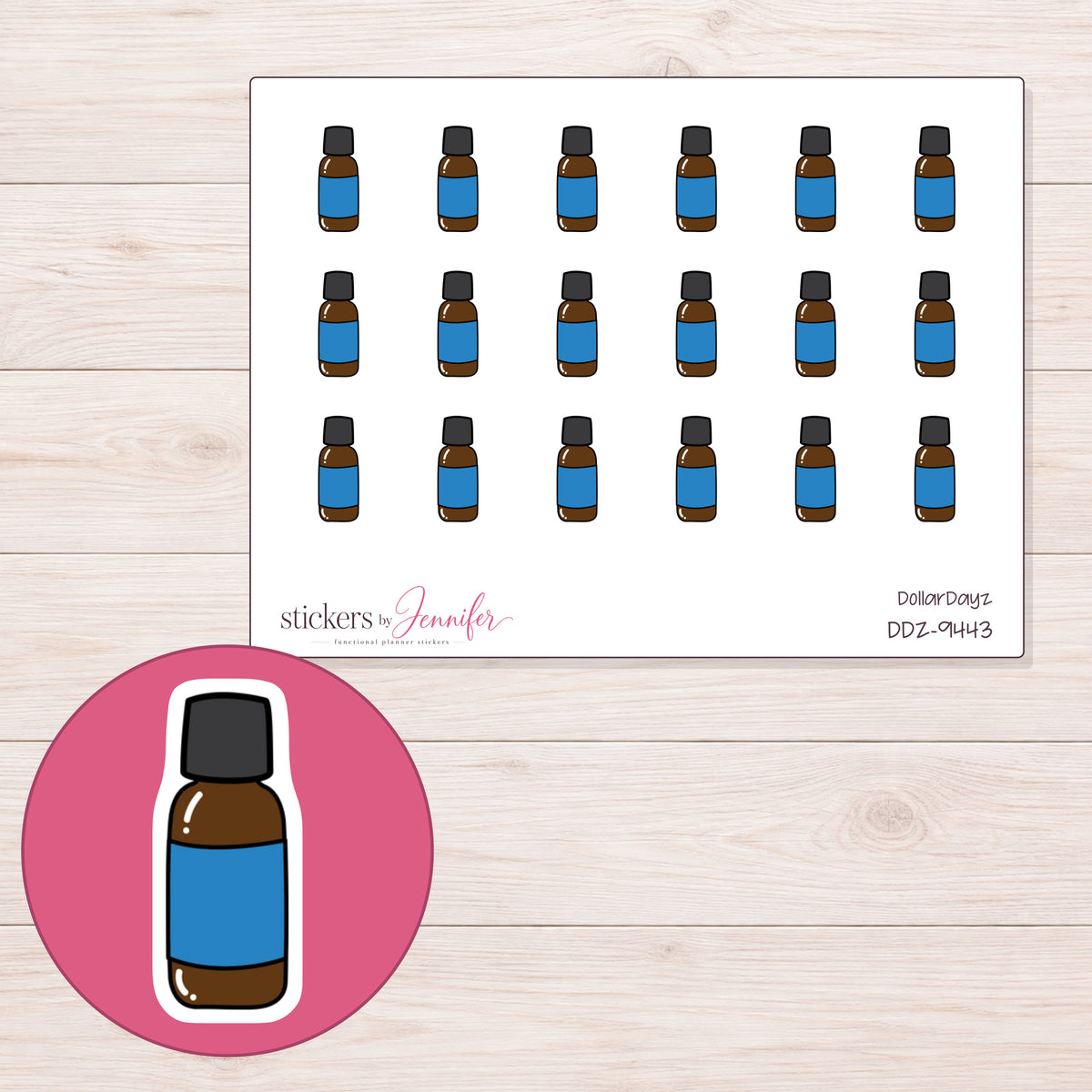 DDZ-9443 planner sticker sheet with enlarged sticker detail