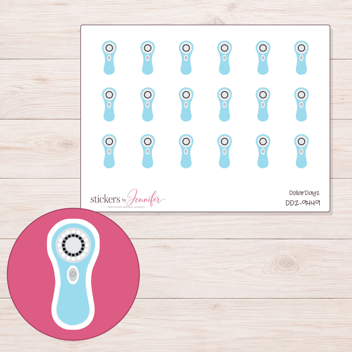 DDZ-9449 planner sticker sheet with enlarged sticker detail