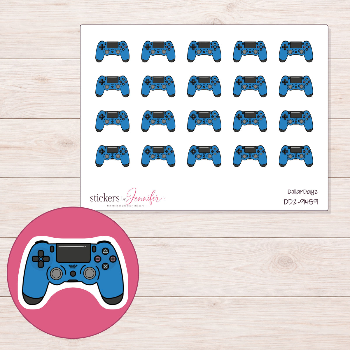 DDZ-9459 planner sticker sheet with enlarged sticker detail