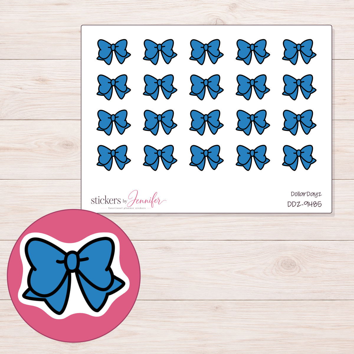 DDZ-9485 planner sticker sheet with enlarged sticker detail