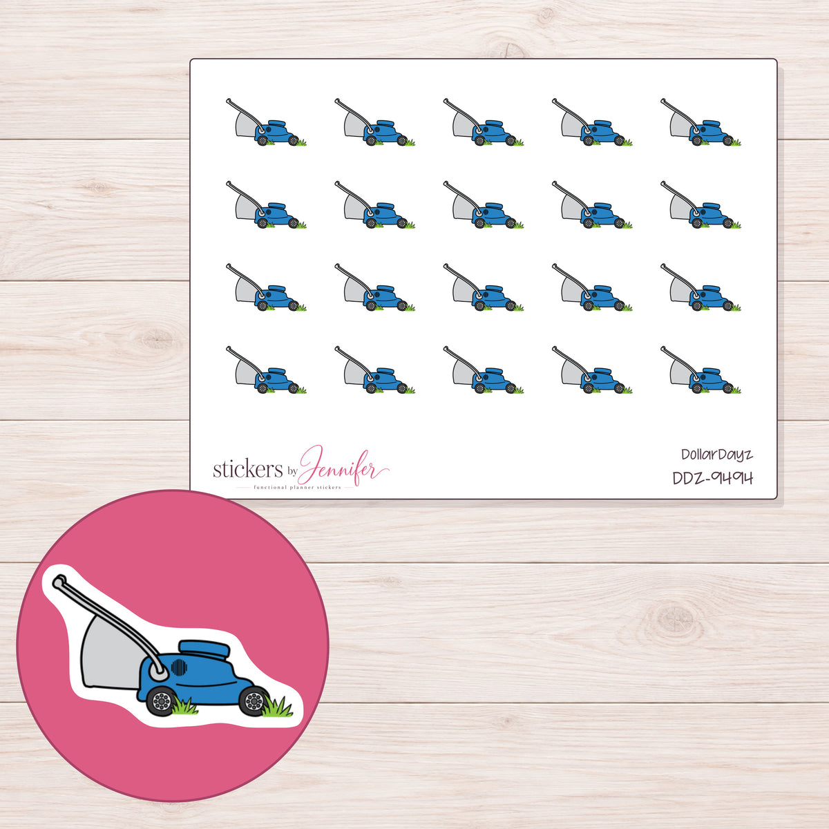 DDZ-9494 planner sticker sheet with enlarged sticker detail