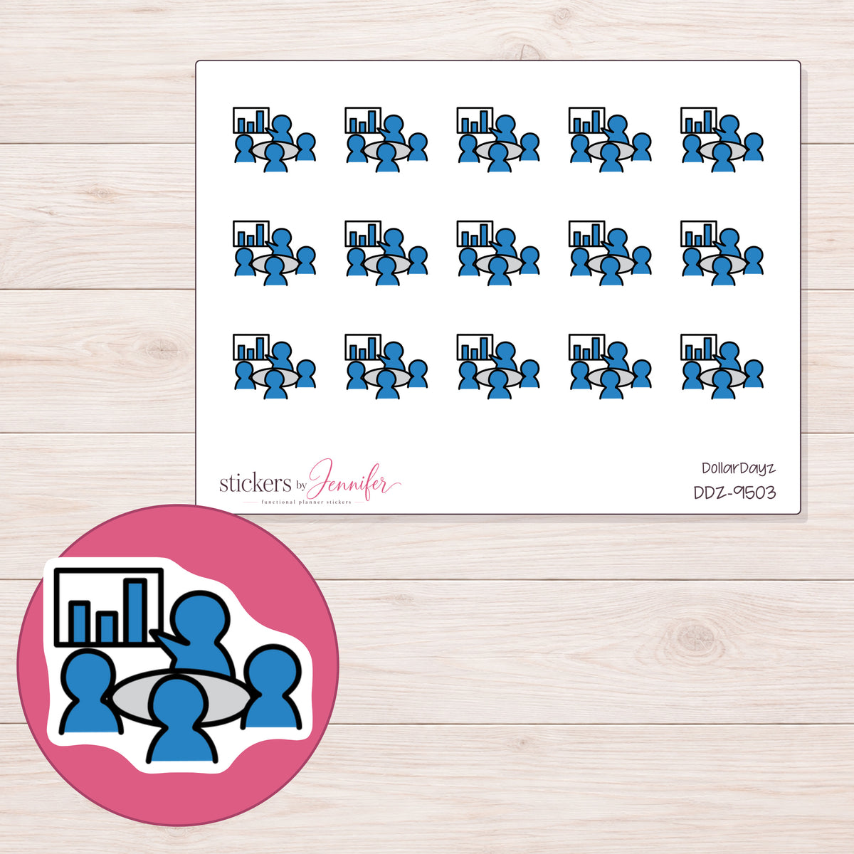 DDZ-9503 planner sticker sheet with enlarged sticker detail