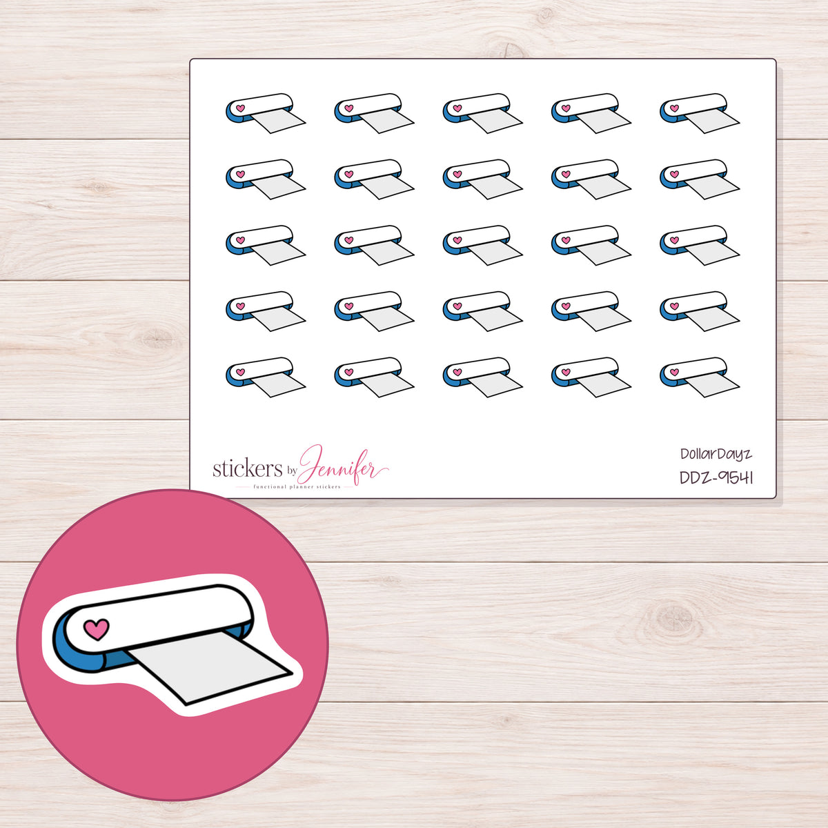 DDZ-9541 planner sticker sheet with enlarged sticker detail