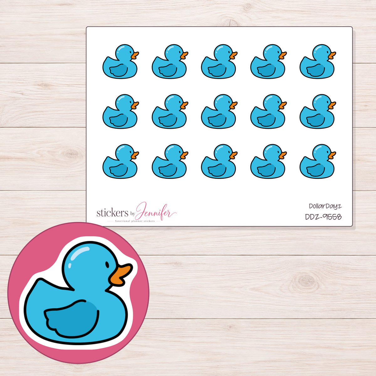 DDZ-9558 planner sticker sheet with enlarged sticker detail