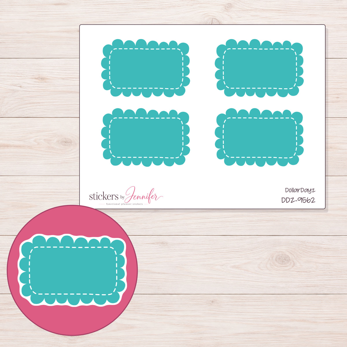 DDZ-9562 planner sticker sheet with enlarged sticker detail