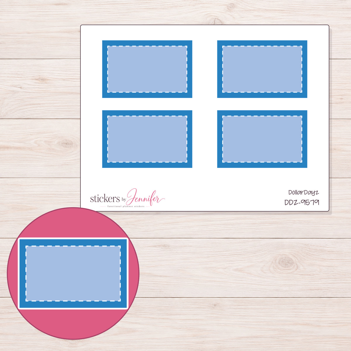 DDZ-9579 planner sticker sheet with enlarged sticker detail