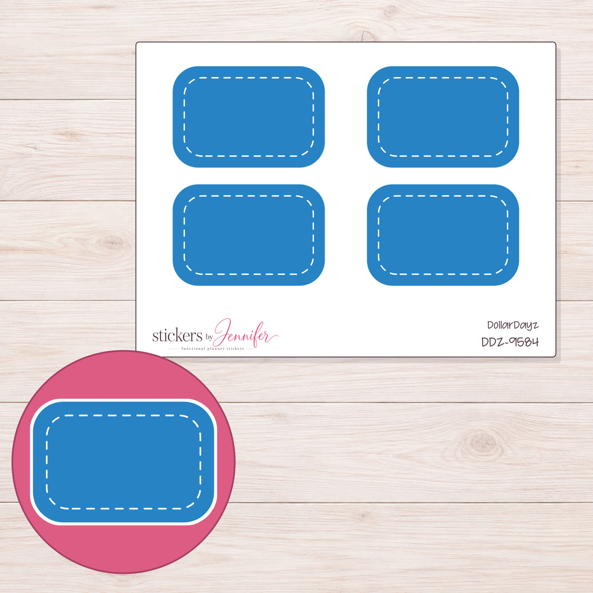 DDZ-9584 planner sticker sheet with enlarged sticker detail