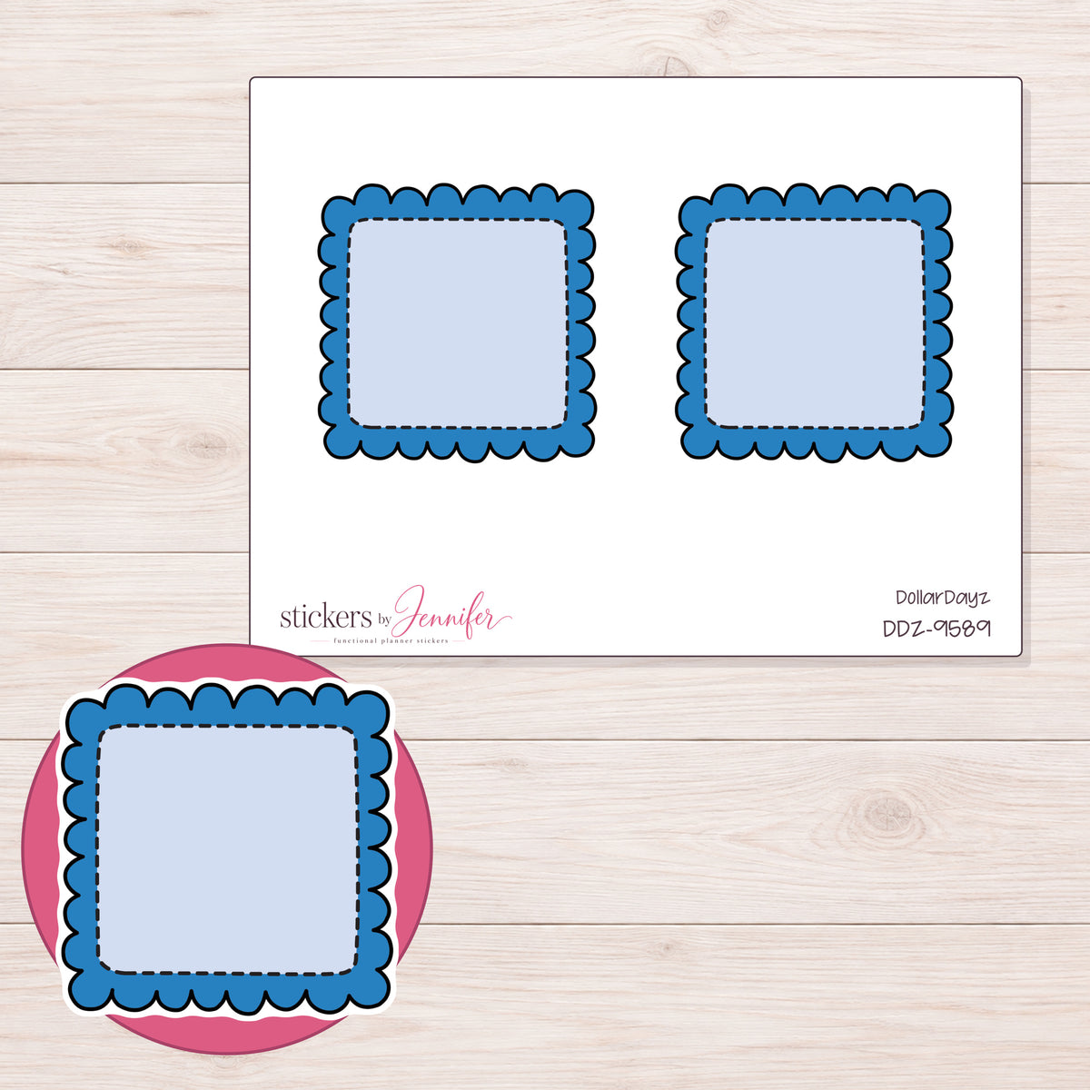 DDZ-9589 planner sticker sheet with enlarged sticker detail