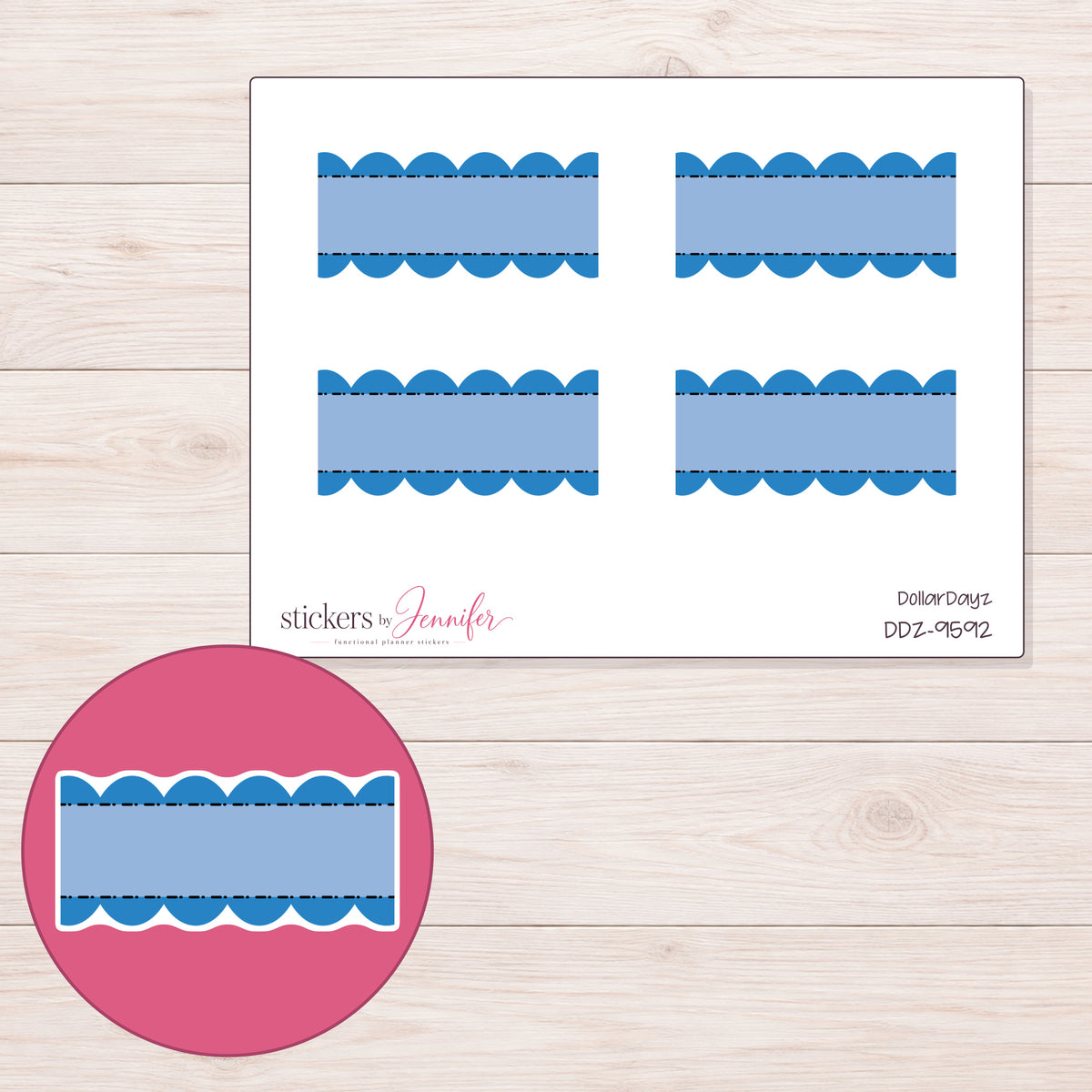 DDZ-9592 planner sticker sheet with enlarged sticker detail
