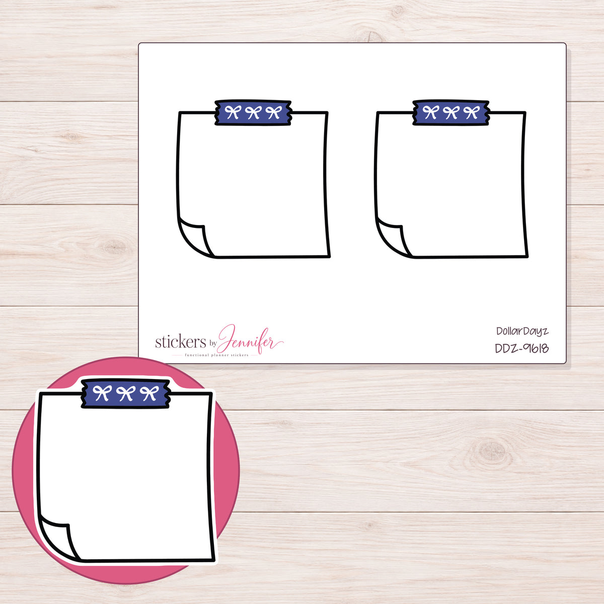 DDZ-9618 planner sticker sheet with enlarged sticker detail