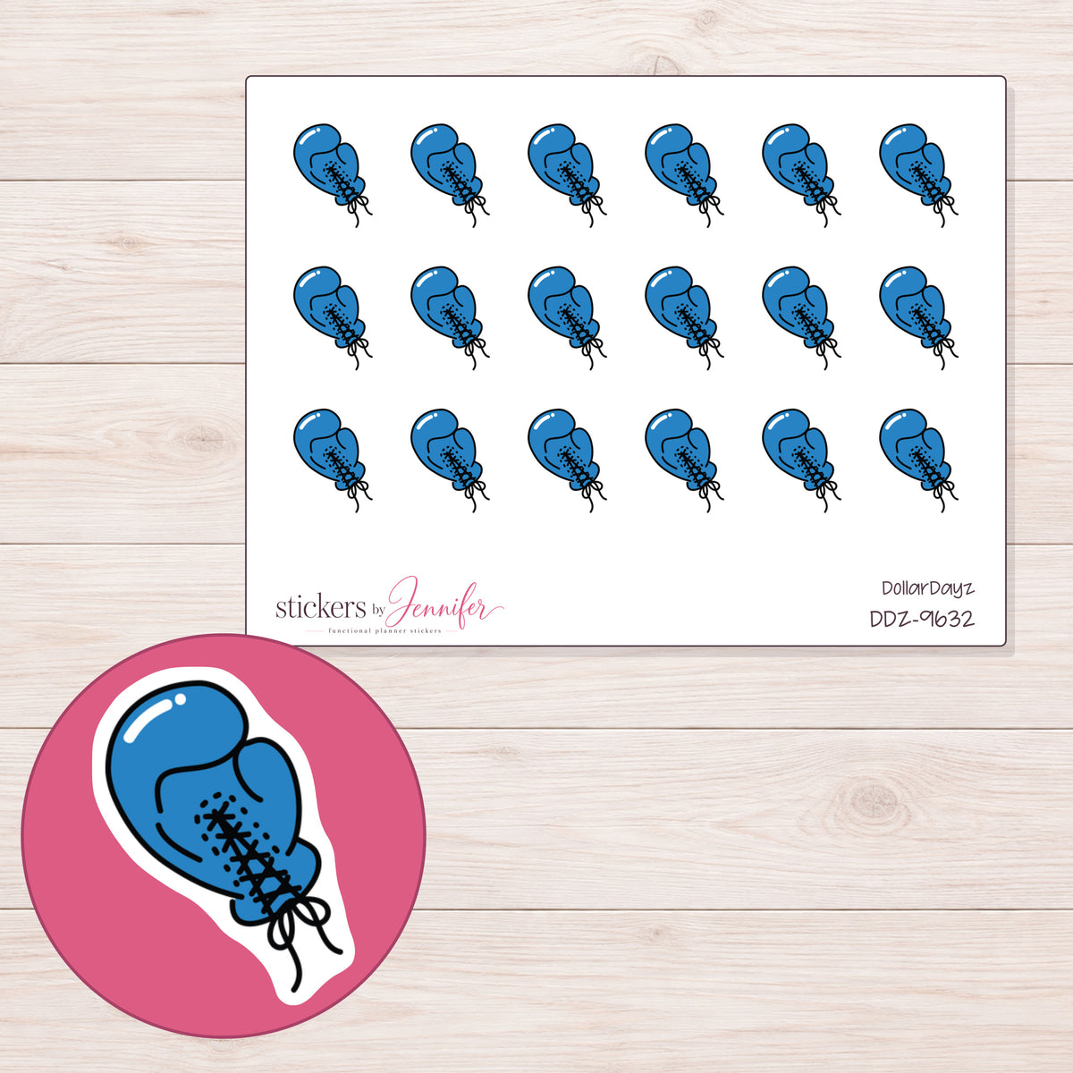 DDZ-9632 planner sticker sheet with enlarged sticker detail