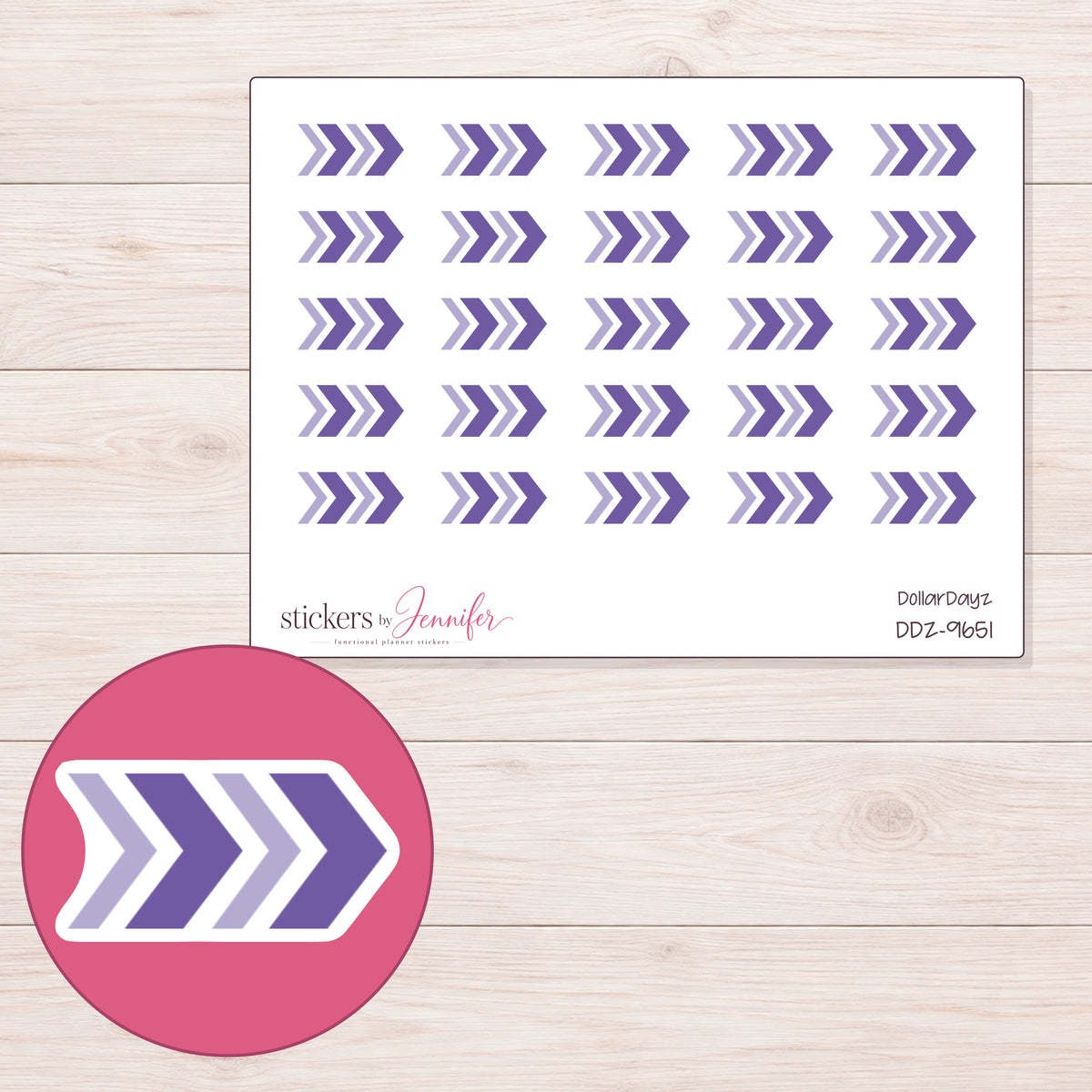 DDZ-9651 planner sticker sheet with enlarged sticker detail