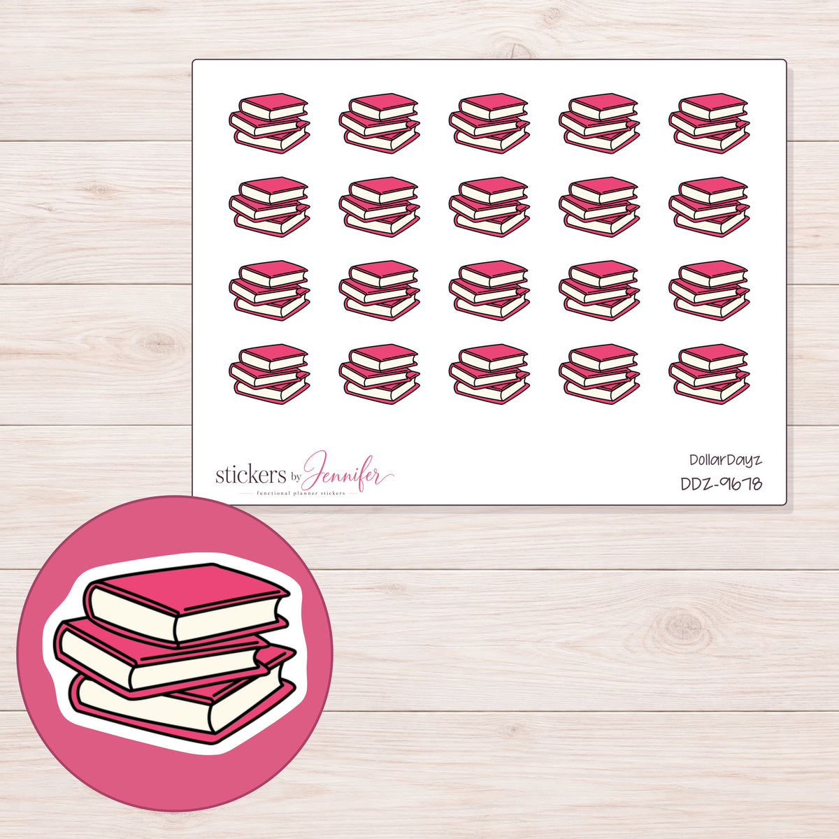 DDZ-9678 planner sticker sheet with enlarged sticker detail
