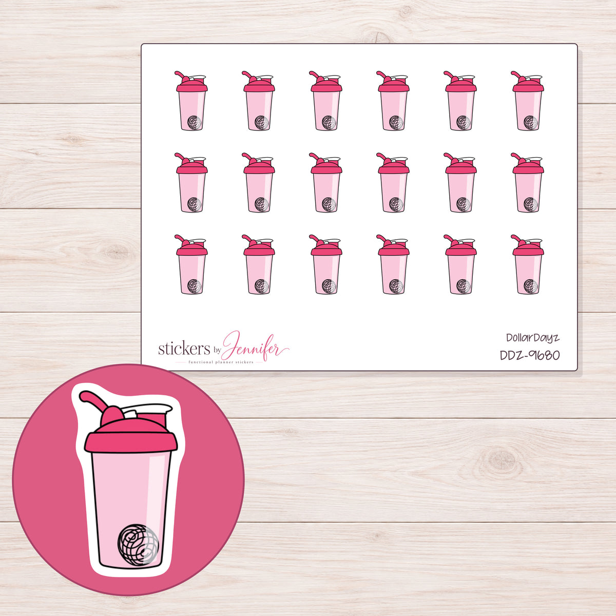 DDZ-9680 planner sticker sheet with enlarged sticker detail