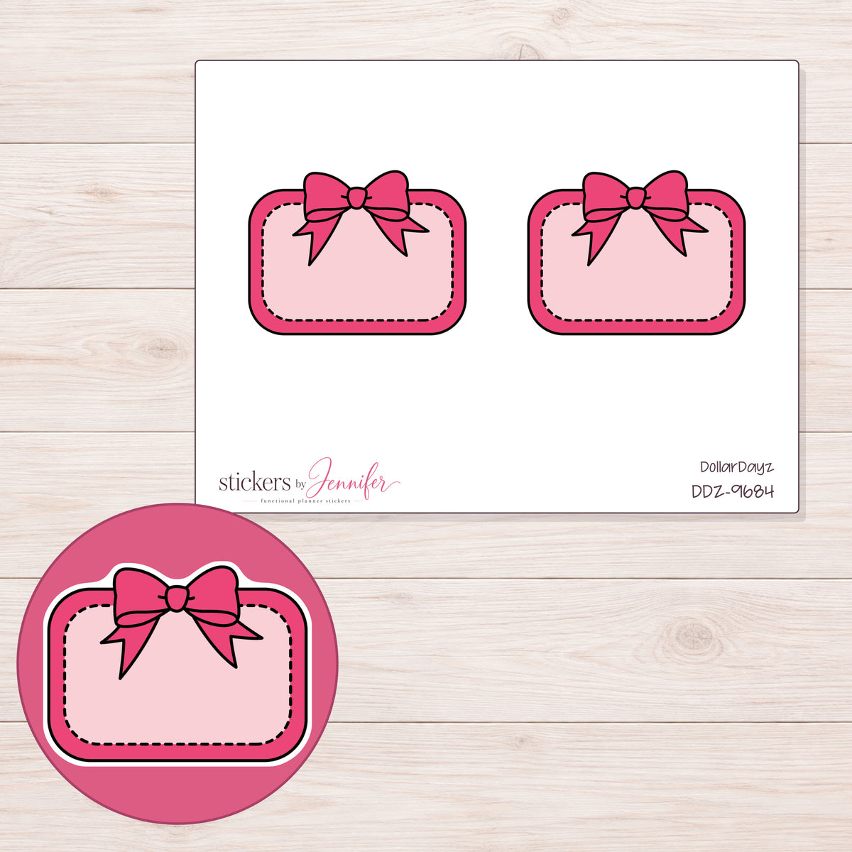 DDZ-9684 planner sticker sheet with enlarged sticker detail