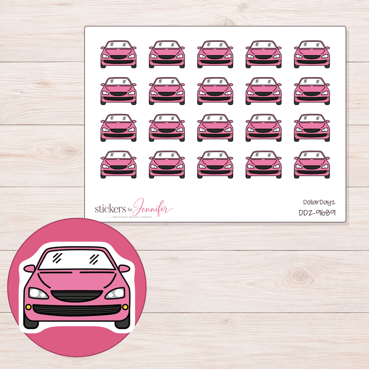 DDZ-9689 planner sticker sheet with enlarged sticker detail