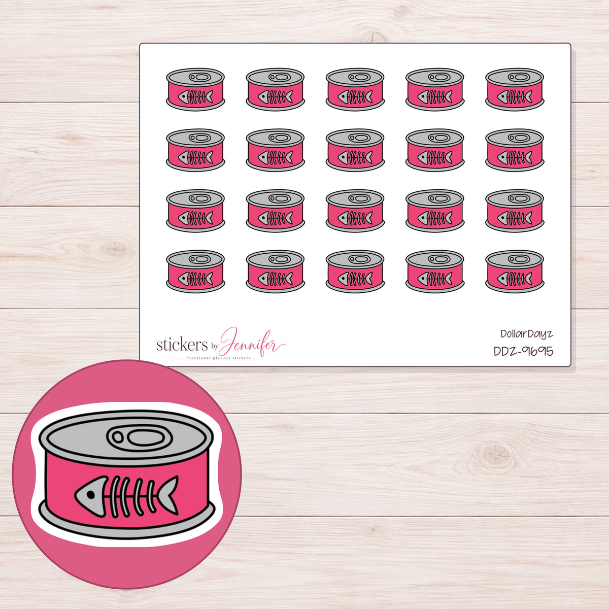 DDZ-9695 planner sticker sheet with enlarged sticker detail
