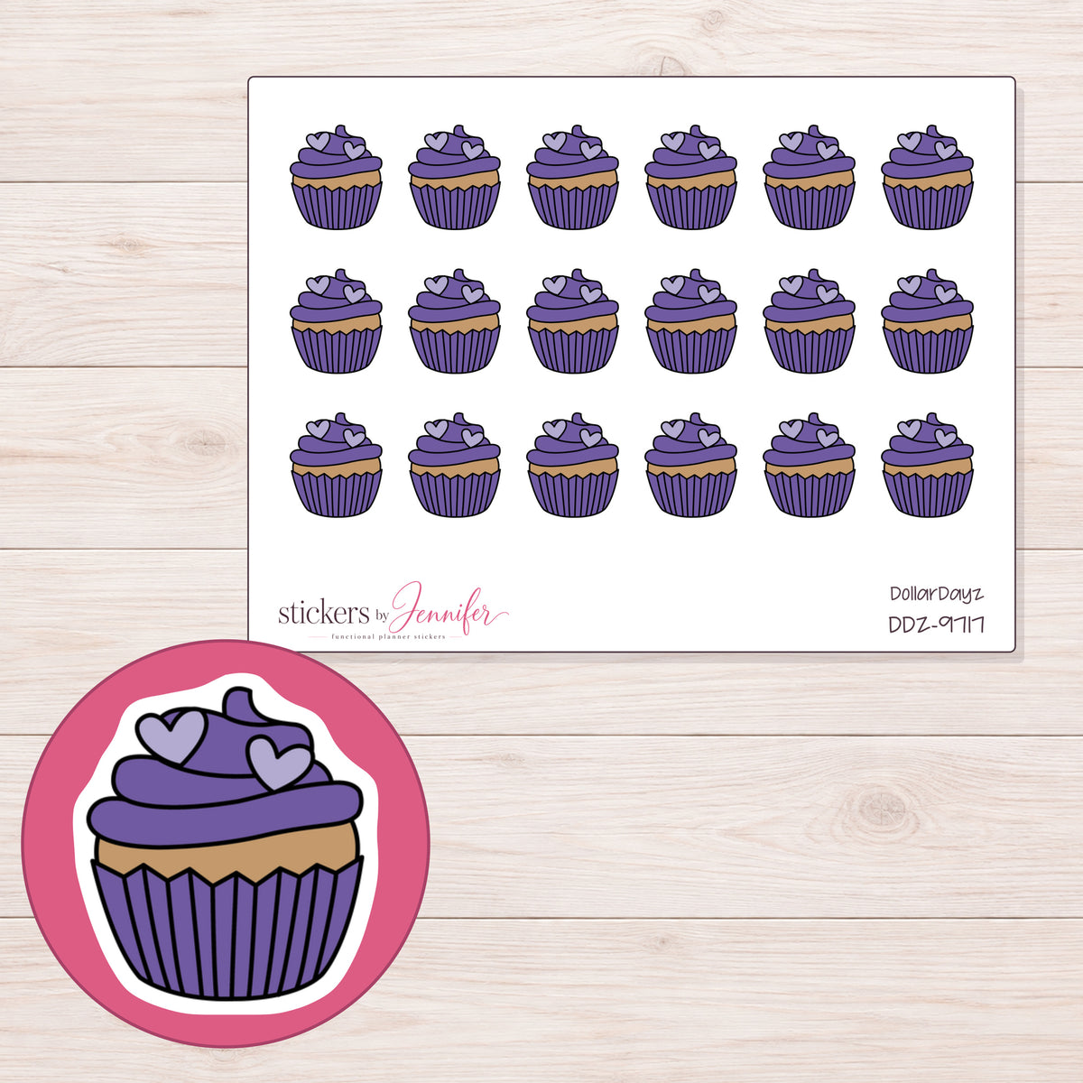 DDZ-9717 planner sticker sheet with enlarged sticker detail