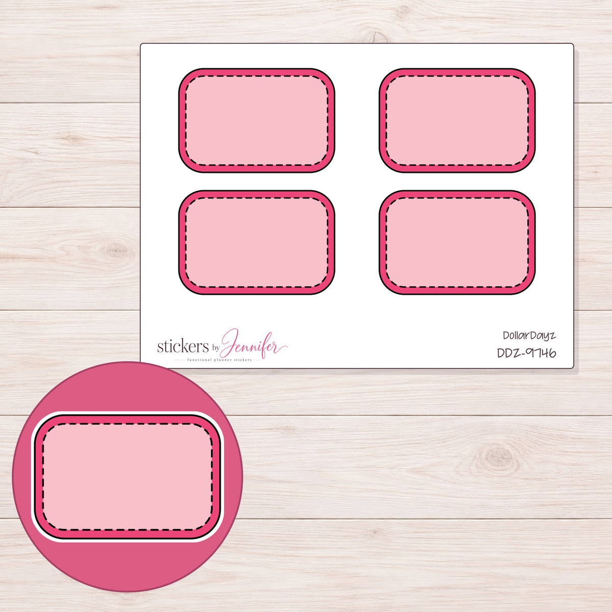 DDZ-9746 planner sticker sheet with enlarged sticker detail