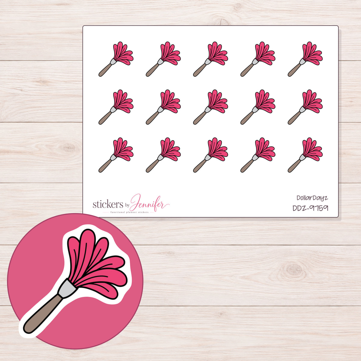 DDZ-9759 planner sticker sheet with enlarged sticker detail