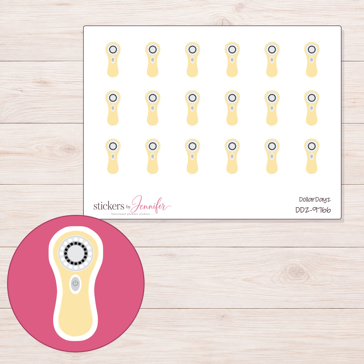 DDZ-9766 planner sticker sheet with enlarged sticker detail