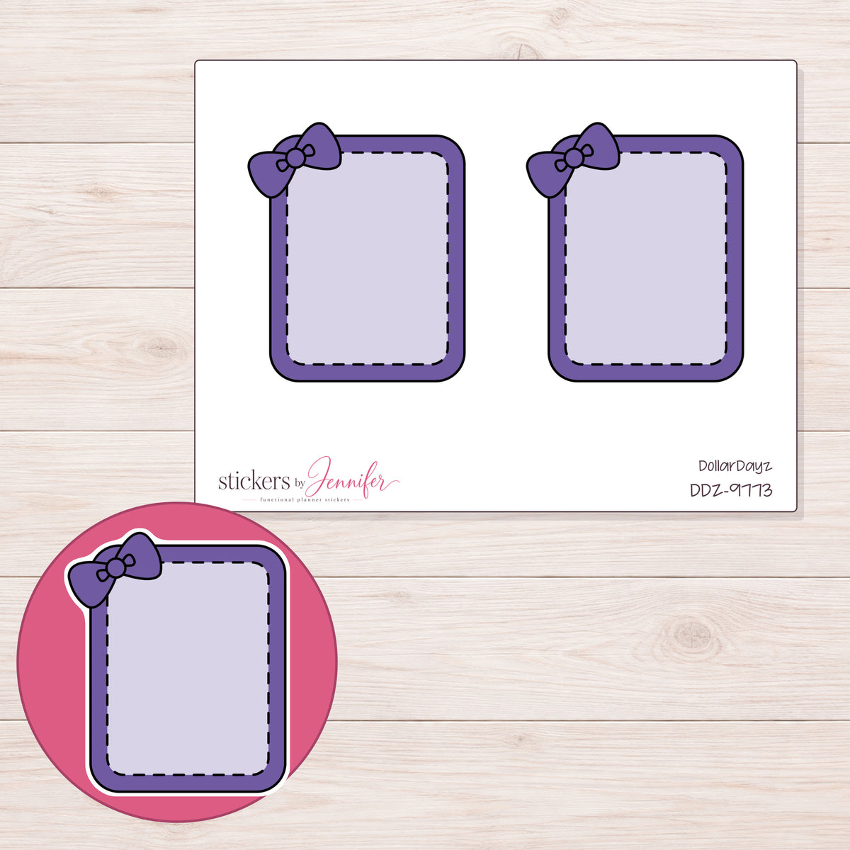 DDZ-9773 planner sticker sheet with enlarged sticker detail