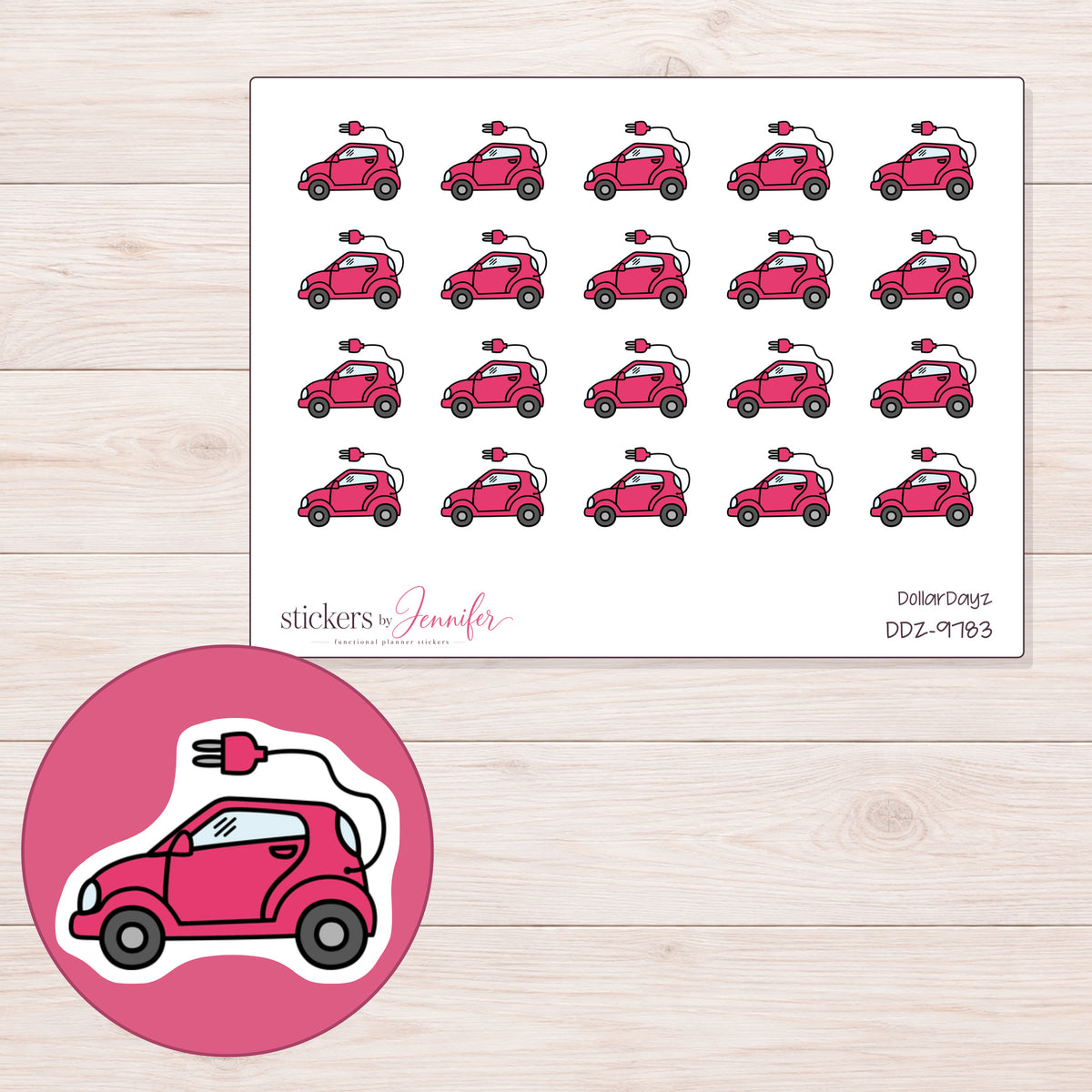 DDZ-9783 planner sticker sheet with enlarged sticker detail
