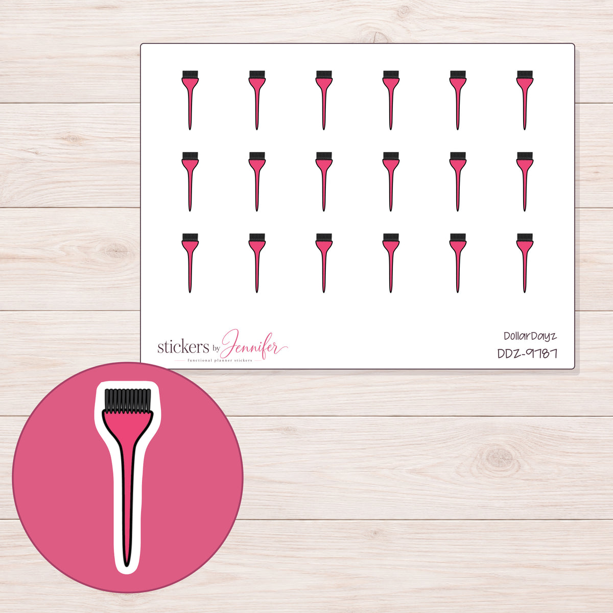 DDZ-9787 planner sticker sheet with enlarged sticker detail