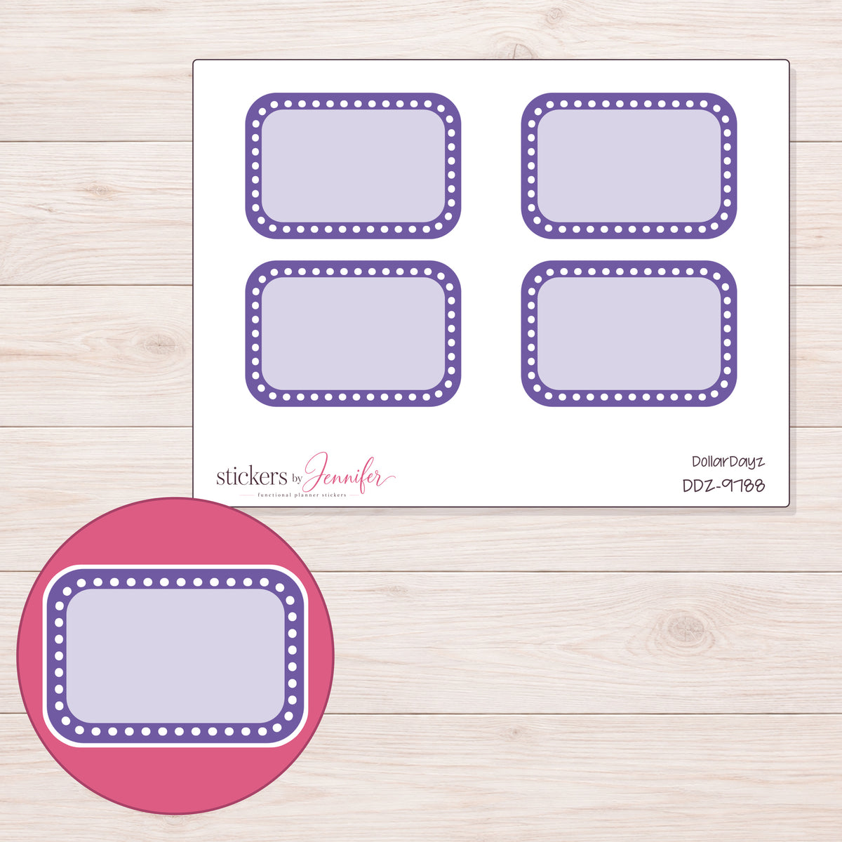 DDZ-9788 planner sticker sheet with enlarged sticker detail