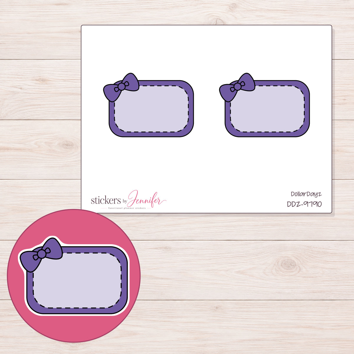 DDZ-9790 planner sticker sheet with enlarged sticker detail