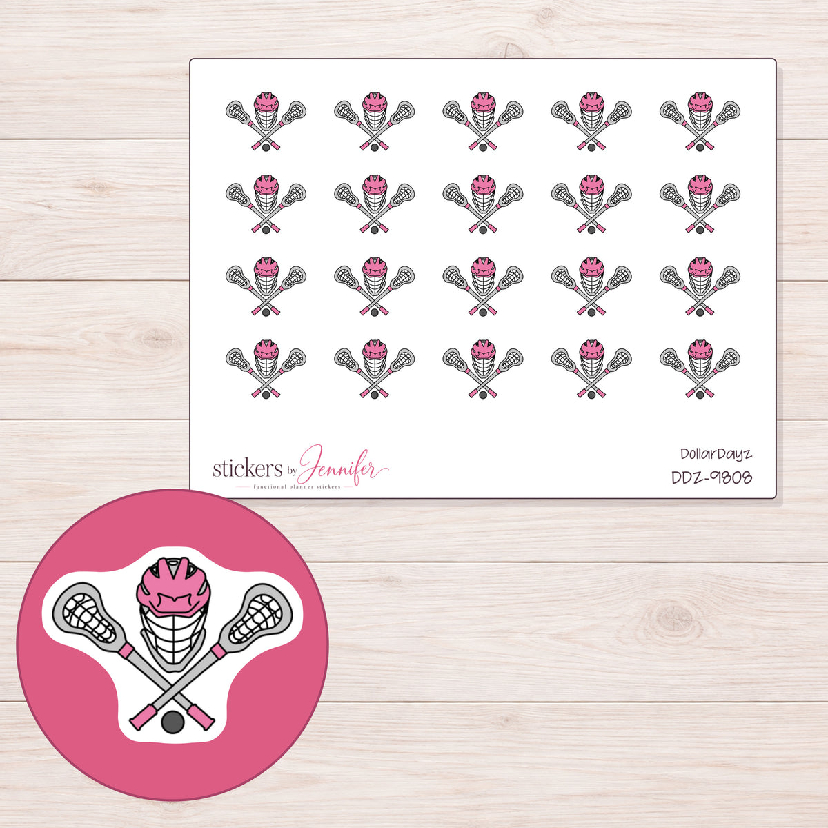 DDZ-9808 planner sticker sheet with enlarged sticker detail