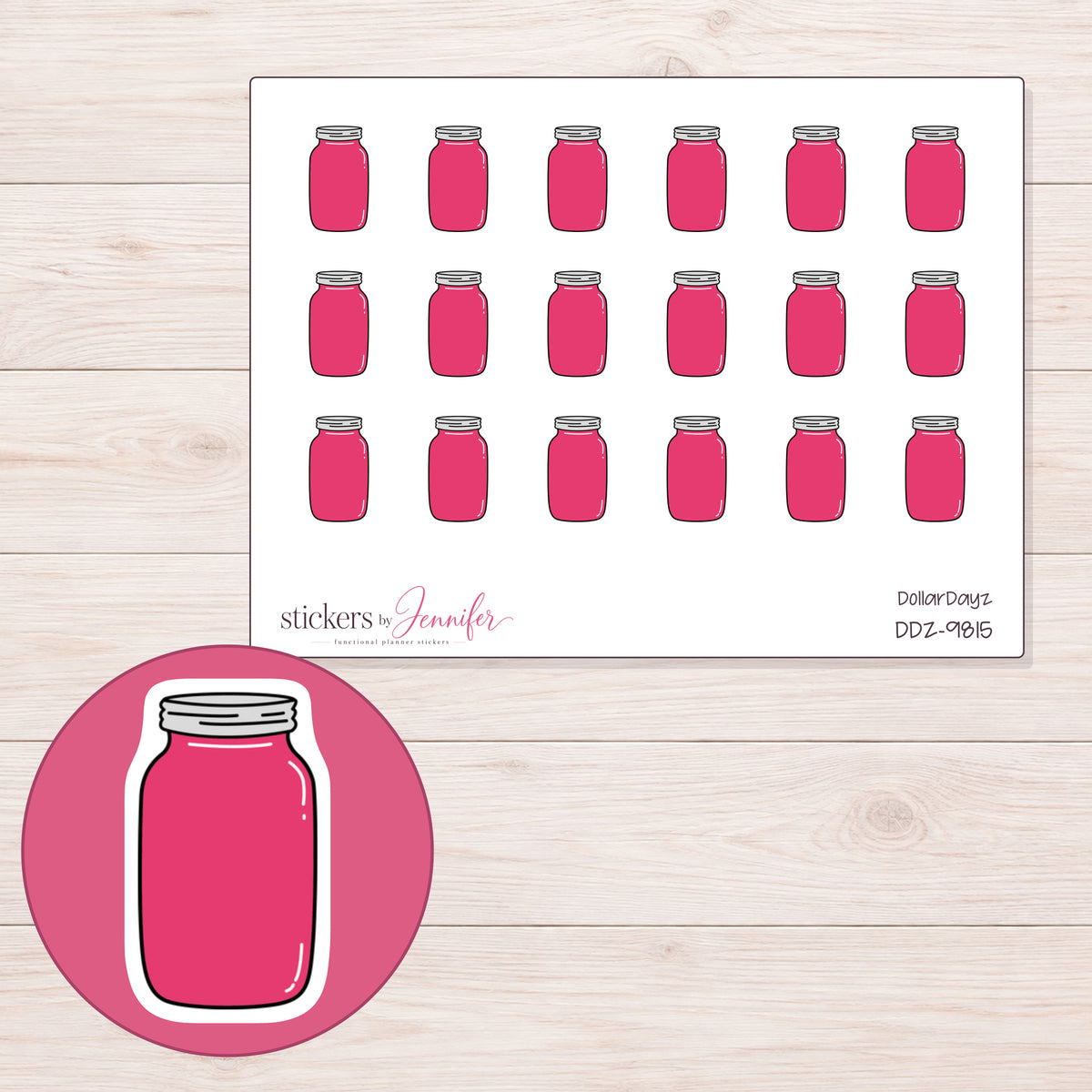DDZ-9815 planner sticker sheet with enlarged sticker detail