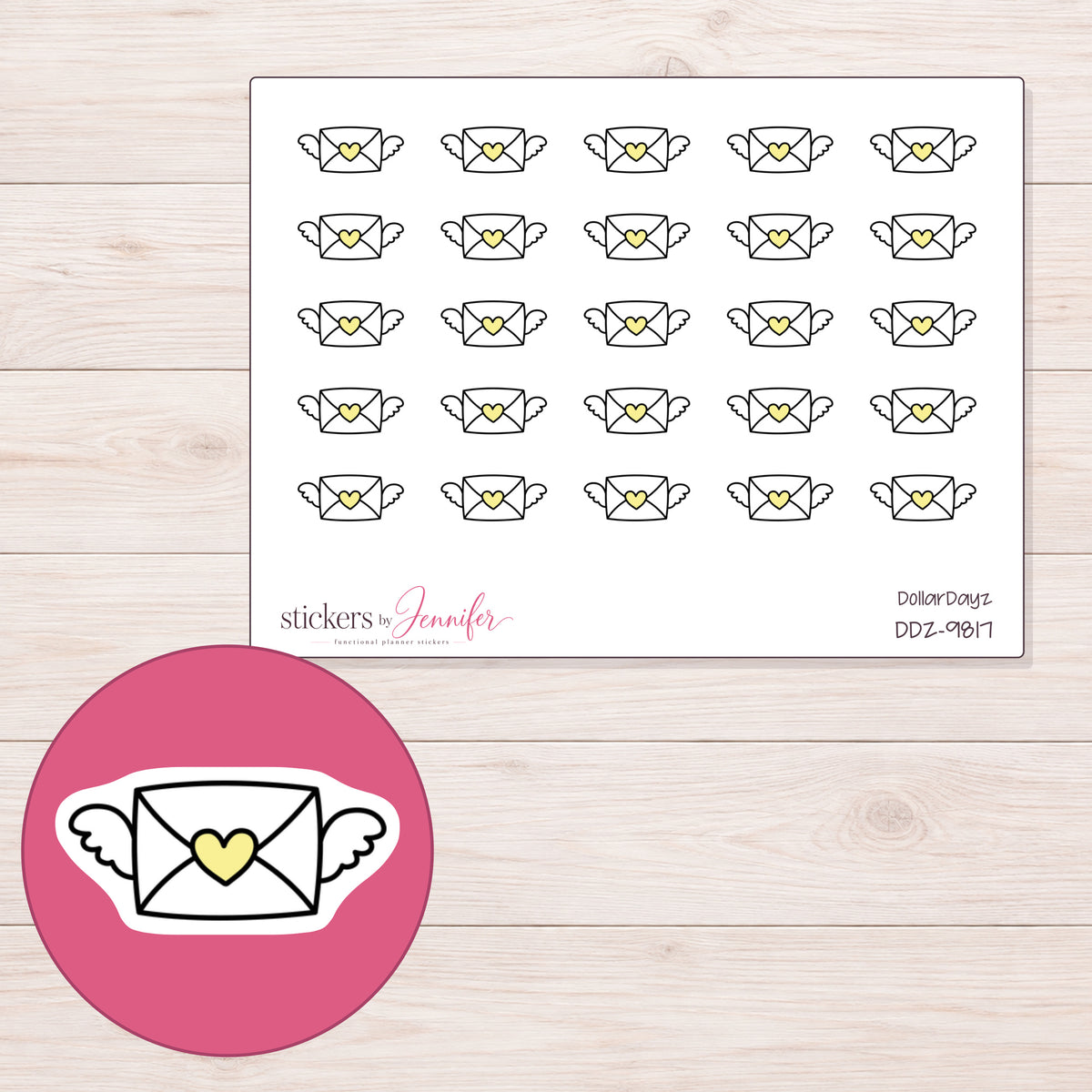 DDZ-9817 planner sticker sheet with enlarged sticker detail