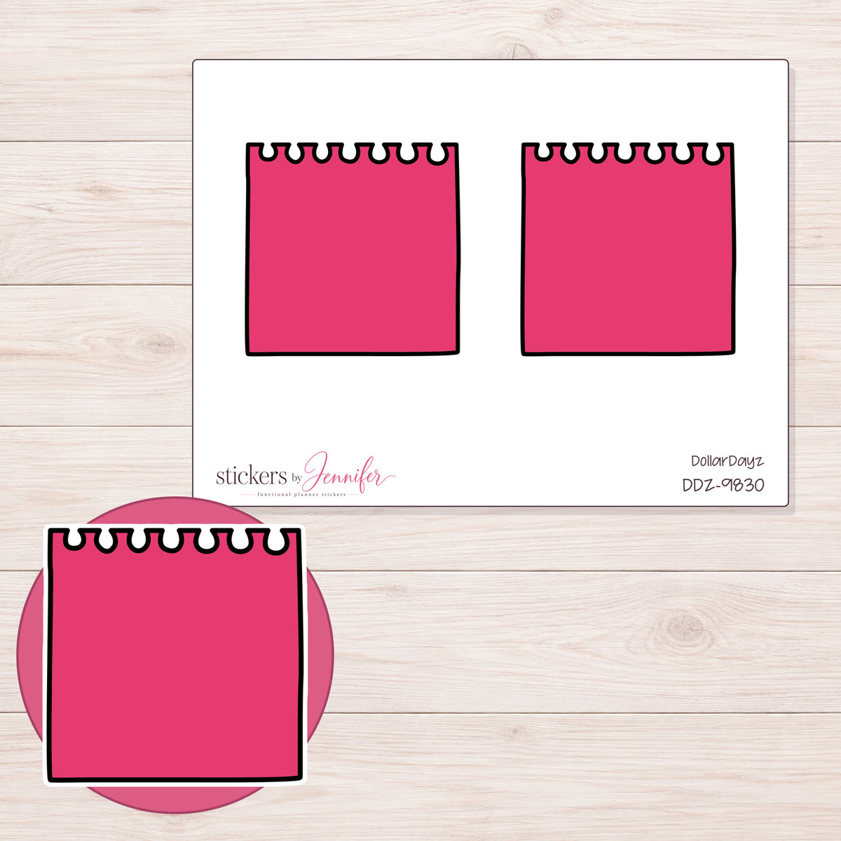 DDZ-9830 planner sticker sheet with enlarged sticker detail