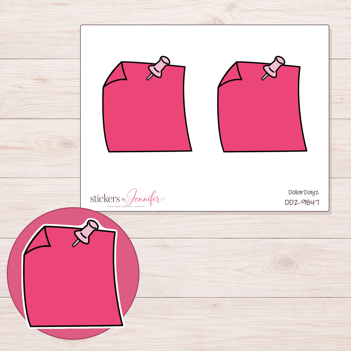 DDZ-9847 planner sticker sheet with enlarged sticker detail