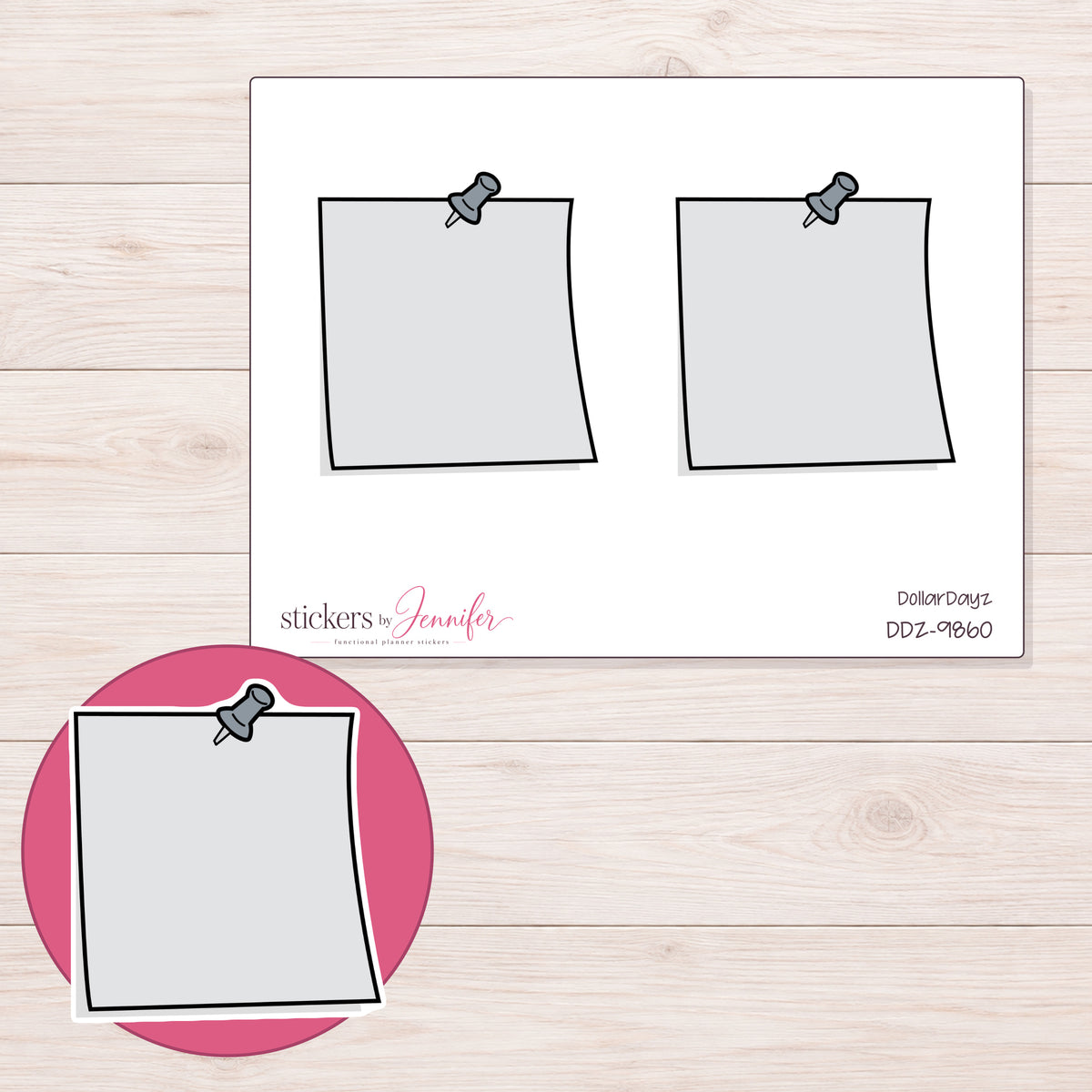 DDZ-9860 planner sticker sheet with enlarged sticker detail