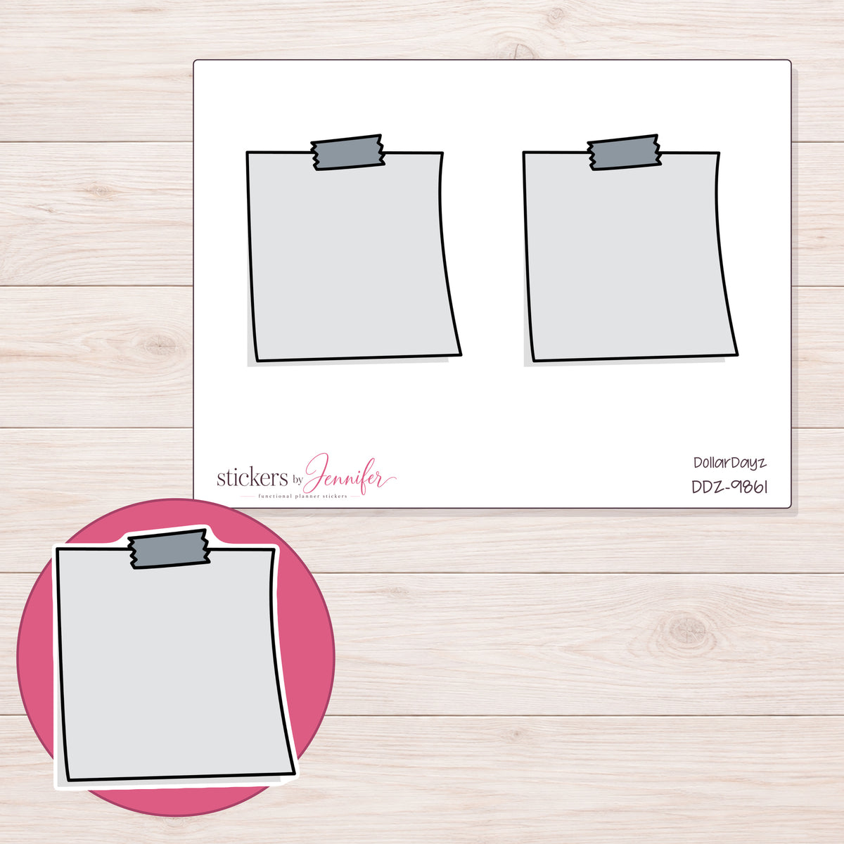 DDZ-9861 planner sticker sheet with enlarged sticker detail