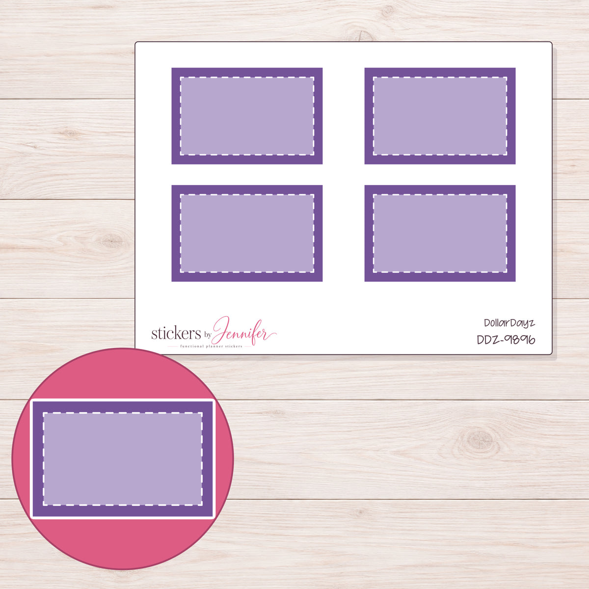 DDZ-9896 planner sticker sheet with enlarged sticker detail